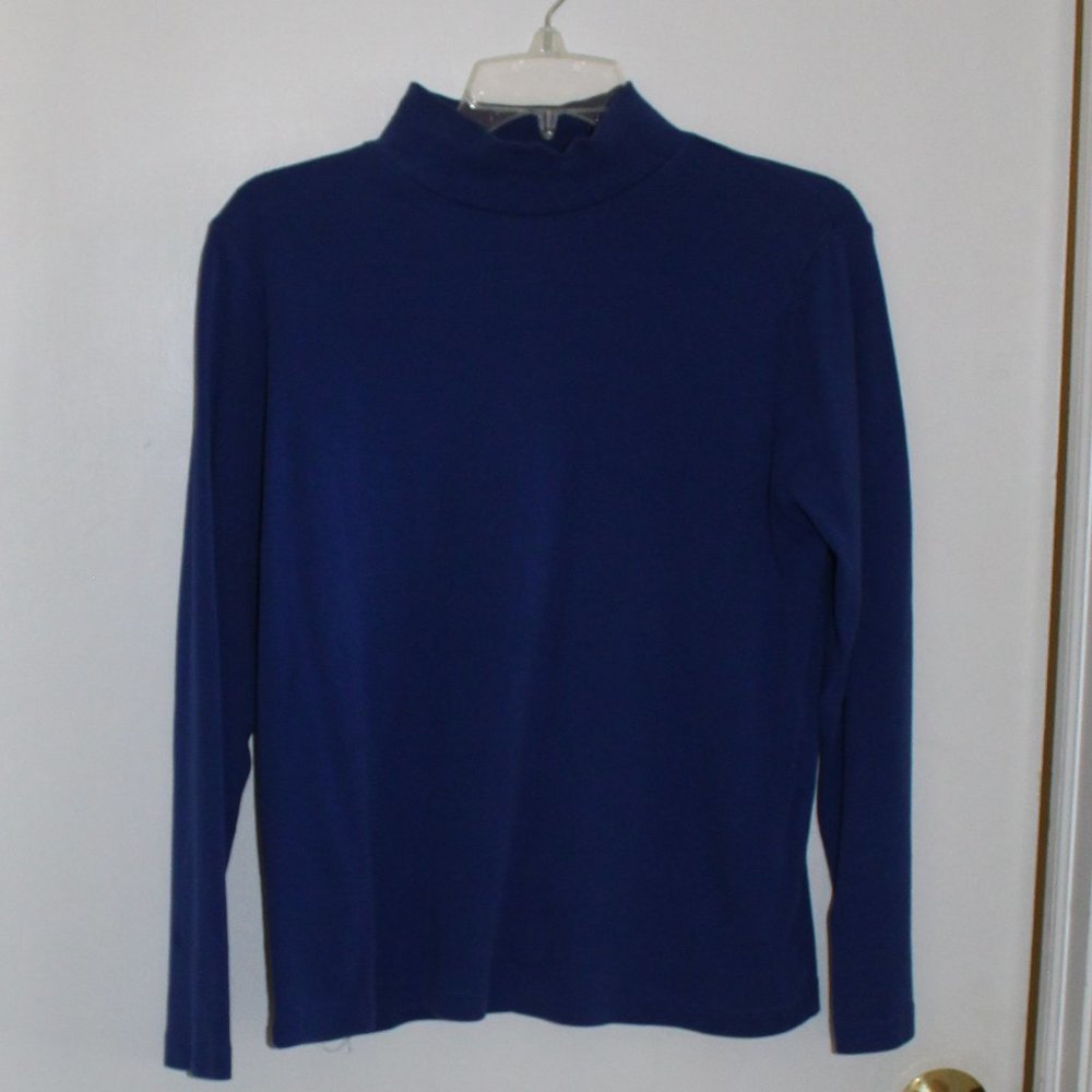 Kim Rogers Blue Mock Neck Long Sleeve